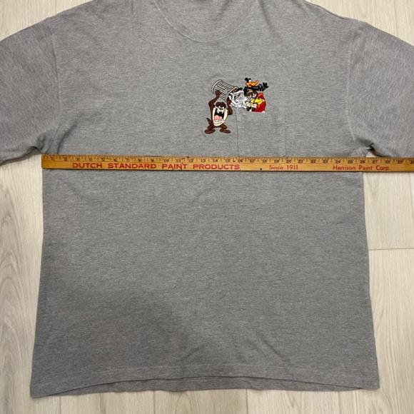 Vintage Warner Bros 2000 Taz Trash Bugs Daffy Pocket Tee T-Shirt Gray Size XXL - Picture 8 of 11